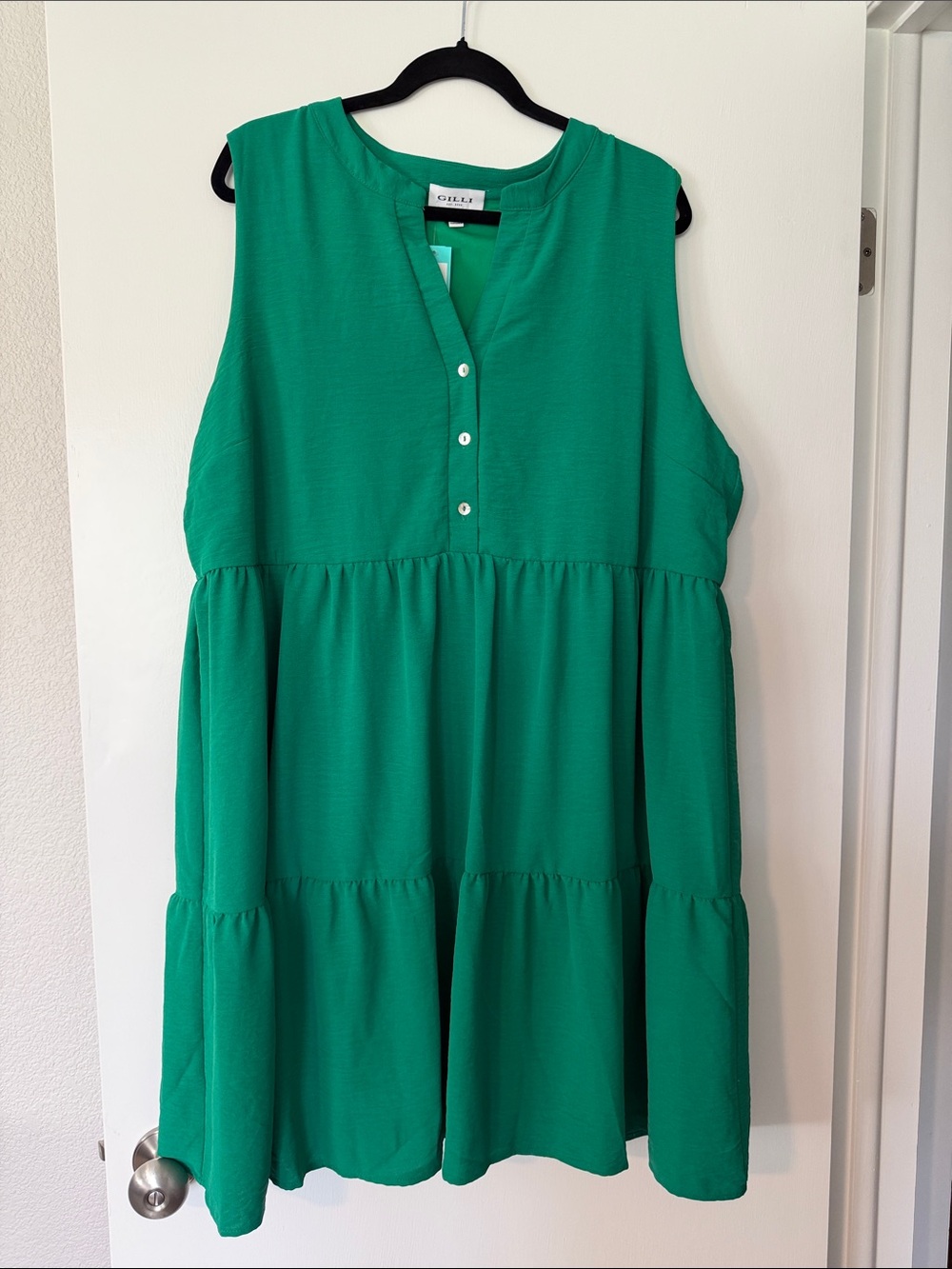Green Tiered Sleeveless Dress Gilli 2x